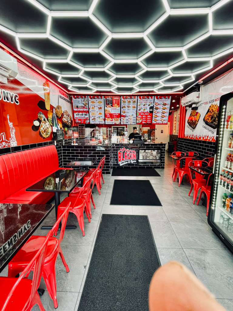 Halal food spread at Blazin Chicken & Gyro in Bellerose