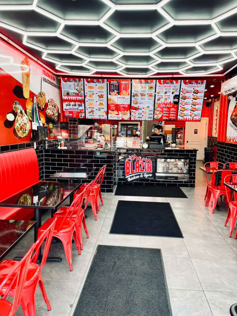 Halal food spread at Blazin Chicken & Gyro in Bellerose