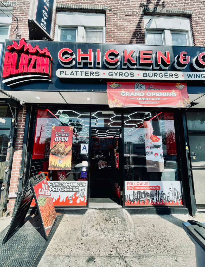 Halal food spread at Blazin Chicken & Gyro in Bellerose