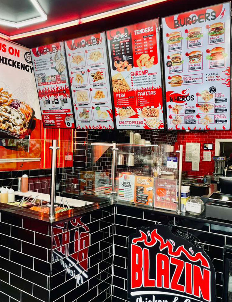 Halal food spread at Blazin Chicken & Gyro in Bellerose