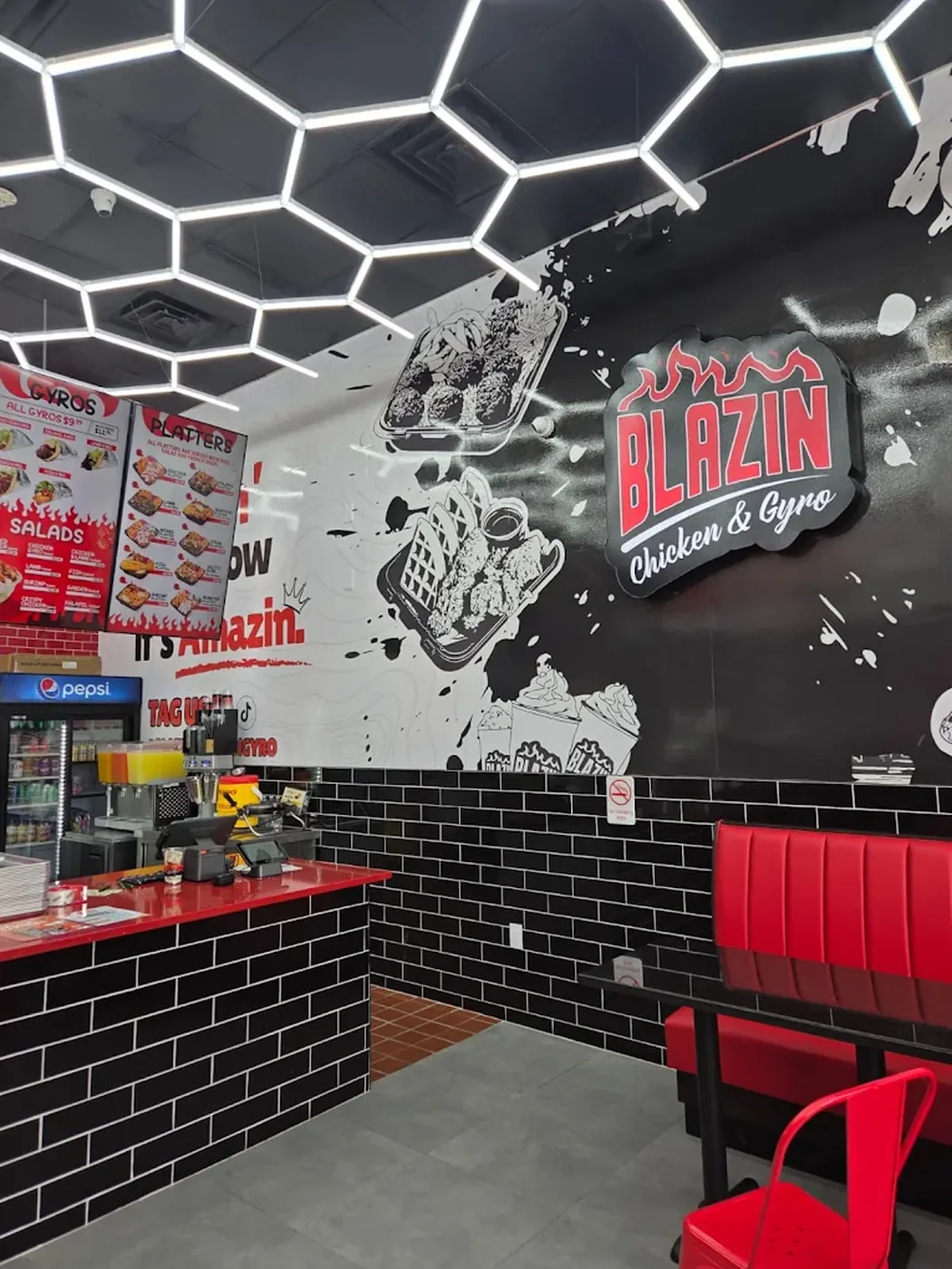Halal food spread at Blazin Chicken & Gyro in Jersey City