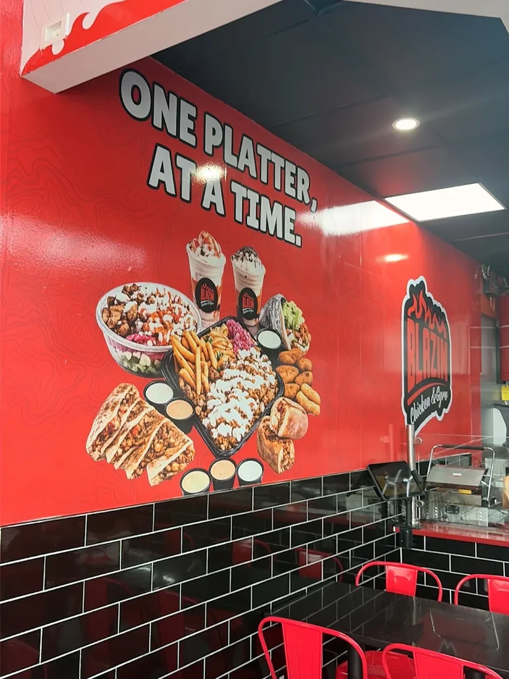 Halal food spread at Blazin Chicken & Gyro in Jersey City