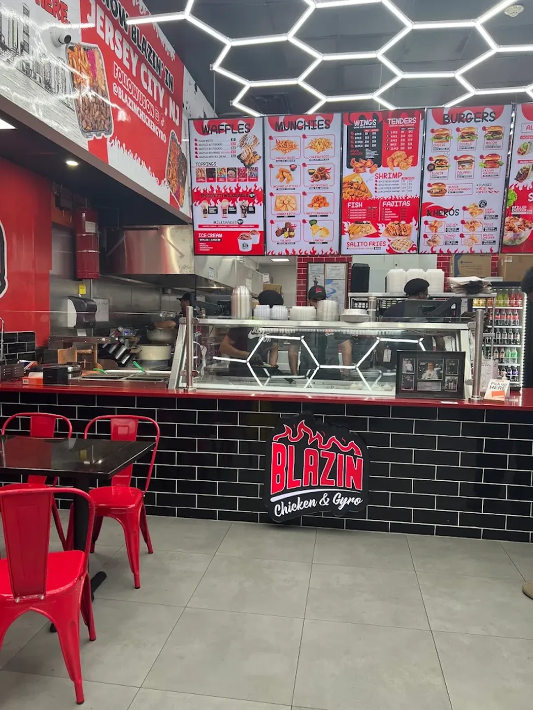 Halal food spread at Blazin Chicken & Gyro in Jersey City
