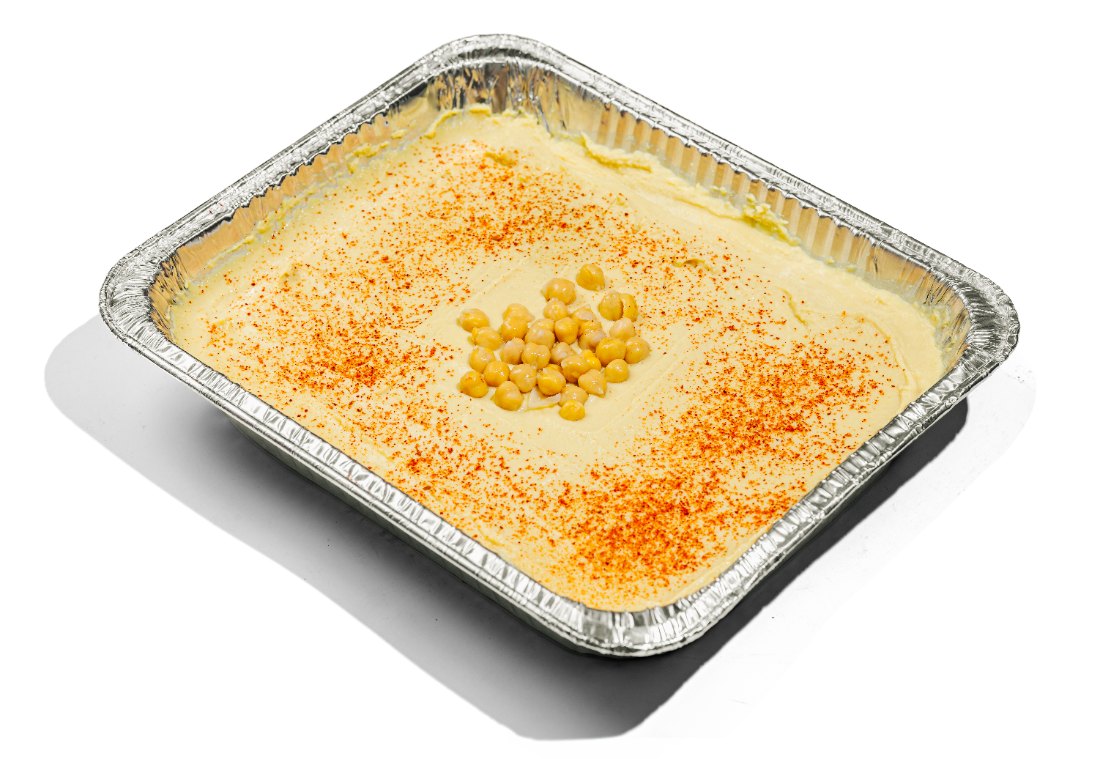 Catering tray of hummus